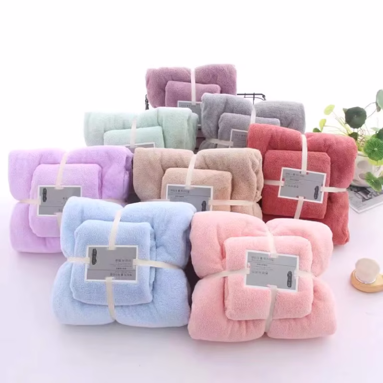Face-Towel-Bath-Towel-Set-Absorbent-Quick-drying-Thickened-Soft-Adult-Children's-Home-Bath-Wrap-Towel-Coral-Fleece